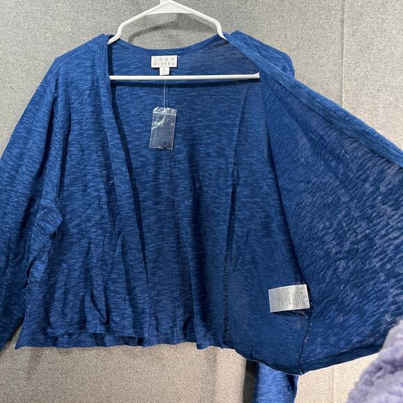 Joan Rivers Women's Cardigan Cotton Blend Slub Cardigan Blue X-Large - Picture 3 of 11